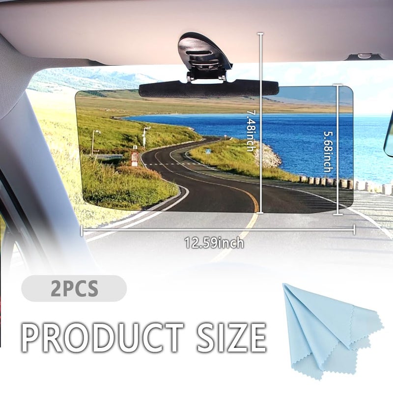 Salior 2Pcs Car Visor(Upgraded Version to Block Harmful UV Rays) Adjustable Angle  Anti-Glare 12.6'' x 6'' Safe Driving Car Accessories Sun Visor Extender  Universal for Cars  Trucks  SUVs. (2Pcs) - Image 2